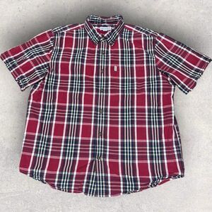 Carhartt Button-Up Shirt Men's Size XL Red Short Sleeve Plaid Collared Cotton‎